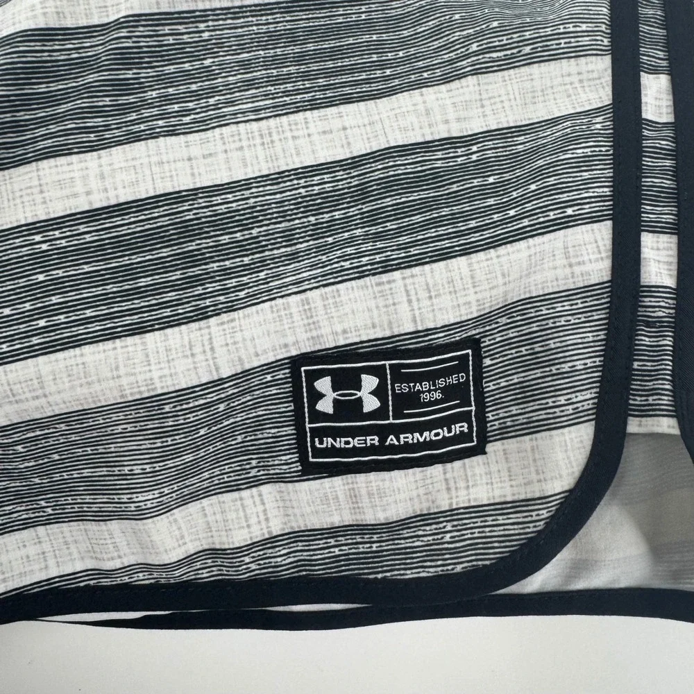 Under Armour HeatGear Mens Striped Board Shorts Grey White Swim Trunks Size 34